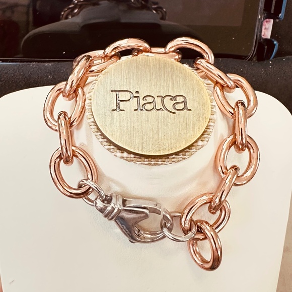 Diego & Massimo Made in Italy Rose Tone & Silver Tone Chain Link Bracelet - Picture 1 of 12